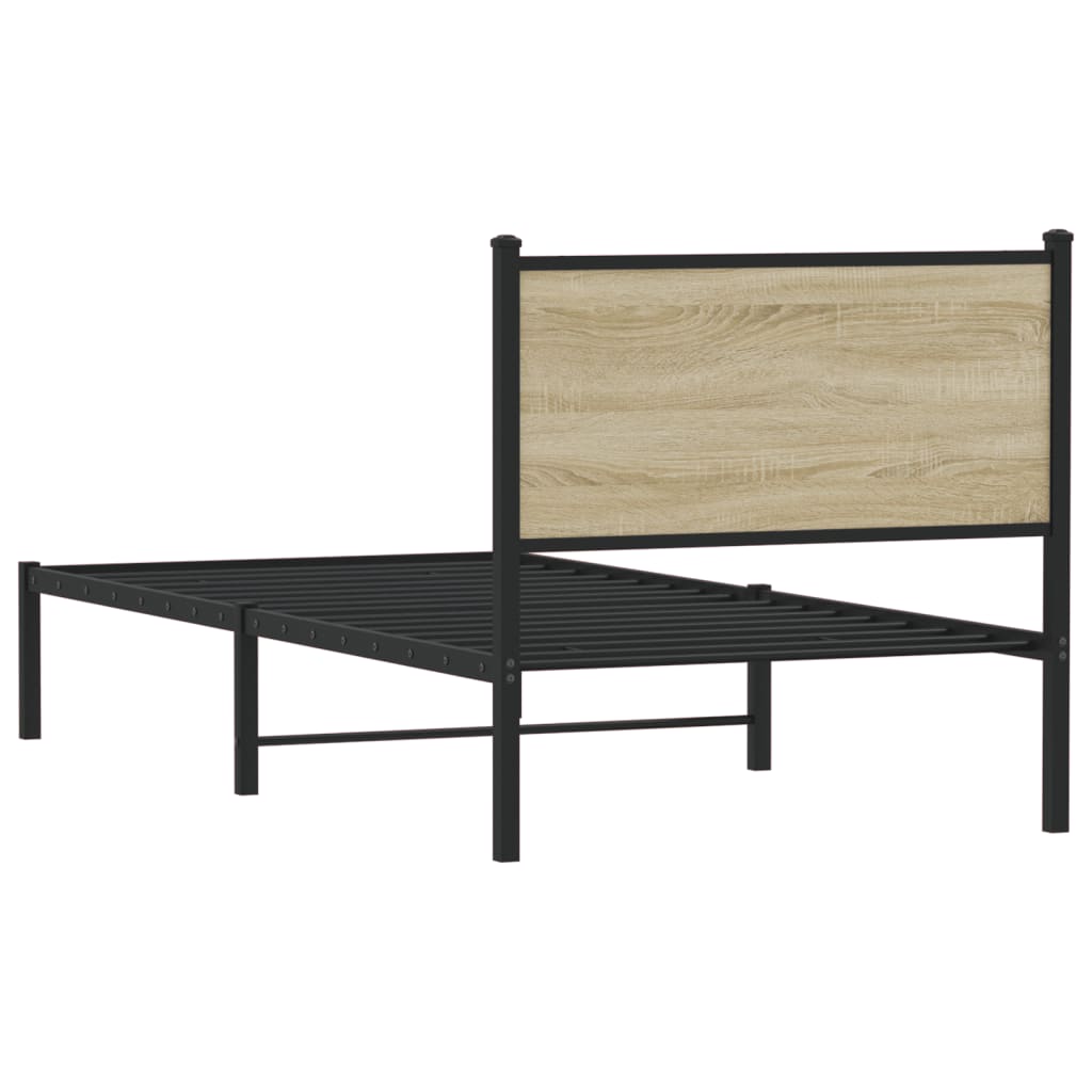 sonoma tölgy színű fém ágykeret matrac nélkül 80 x 200 cm