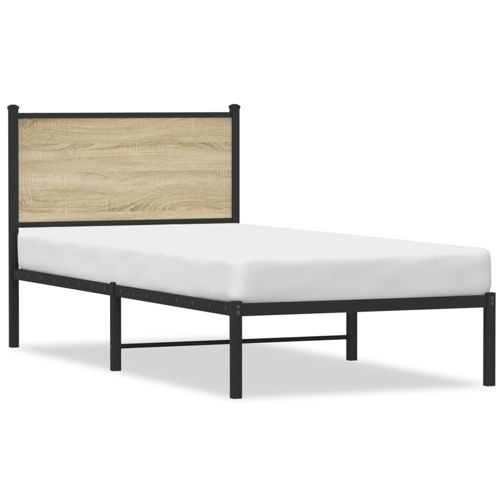 sonoma tölgy színű fém ágykeret matrac nélkül 90 x 190 cm