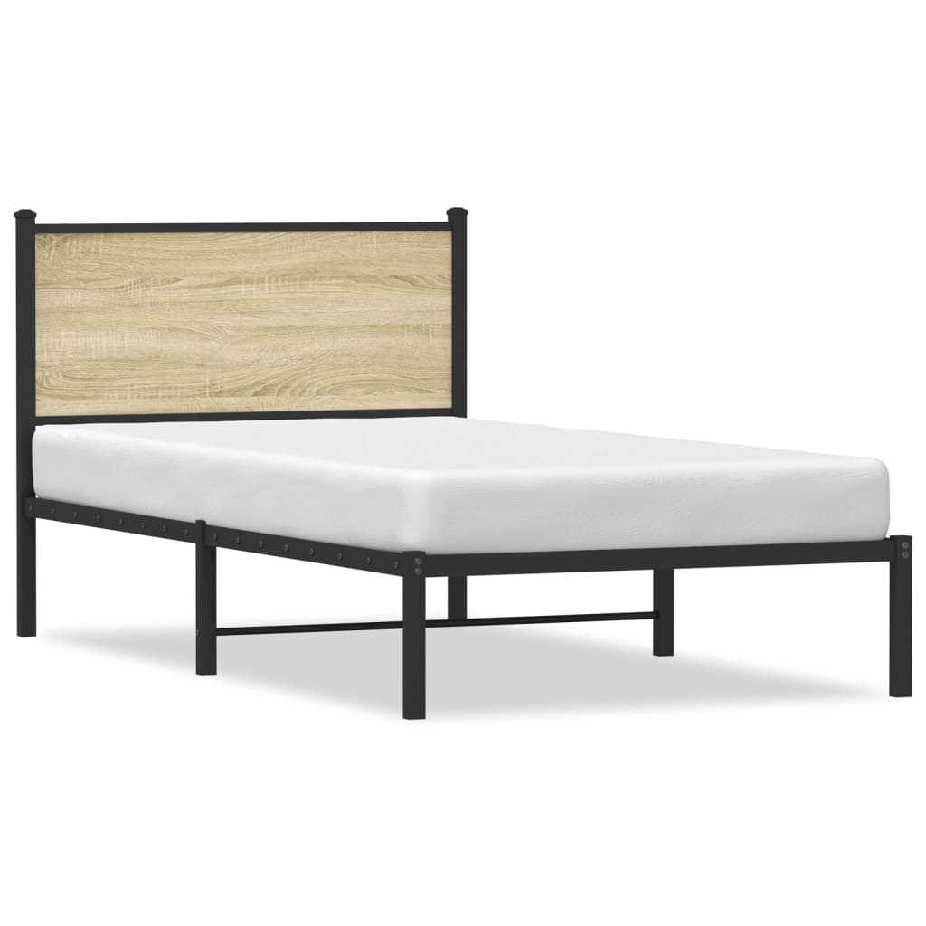 sonoma tölgy színű fém ágykeret matrac nélkül 100 x 200 cm