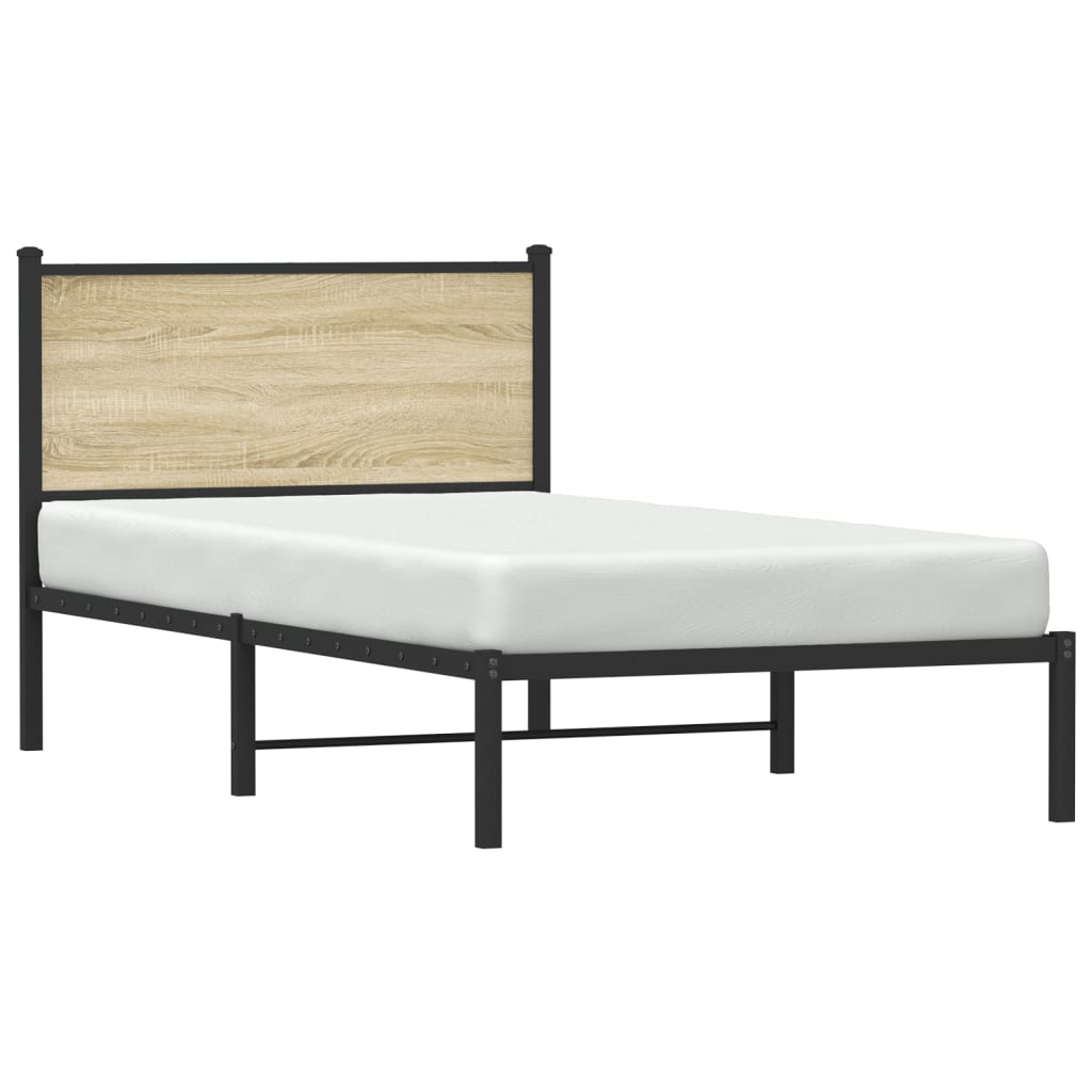 sonoma tölgy színű fém ágykeret matrac nélkül 100 x 200 cm
