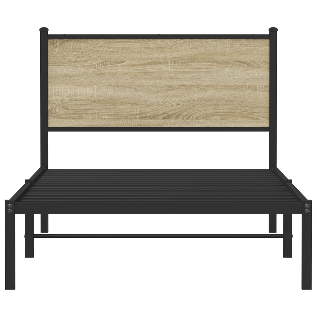 sonoma tölgy színű fém ágykeret matrac nélkül 100 x 200 cm