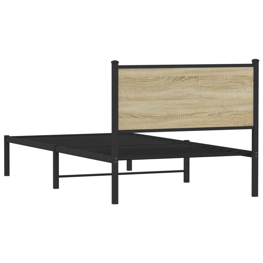 sonoma tölgy színű fém ágykeret matrac nélkül 100 x 200 cm