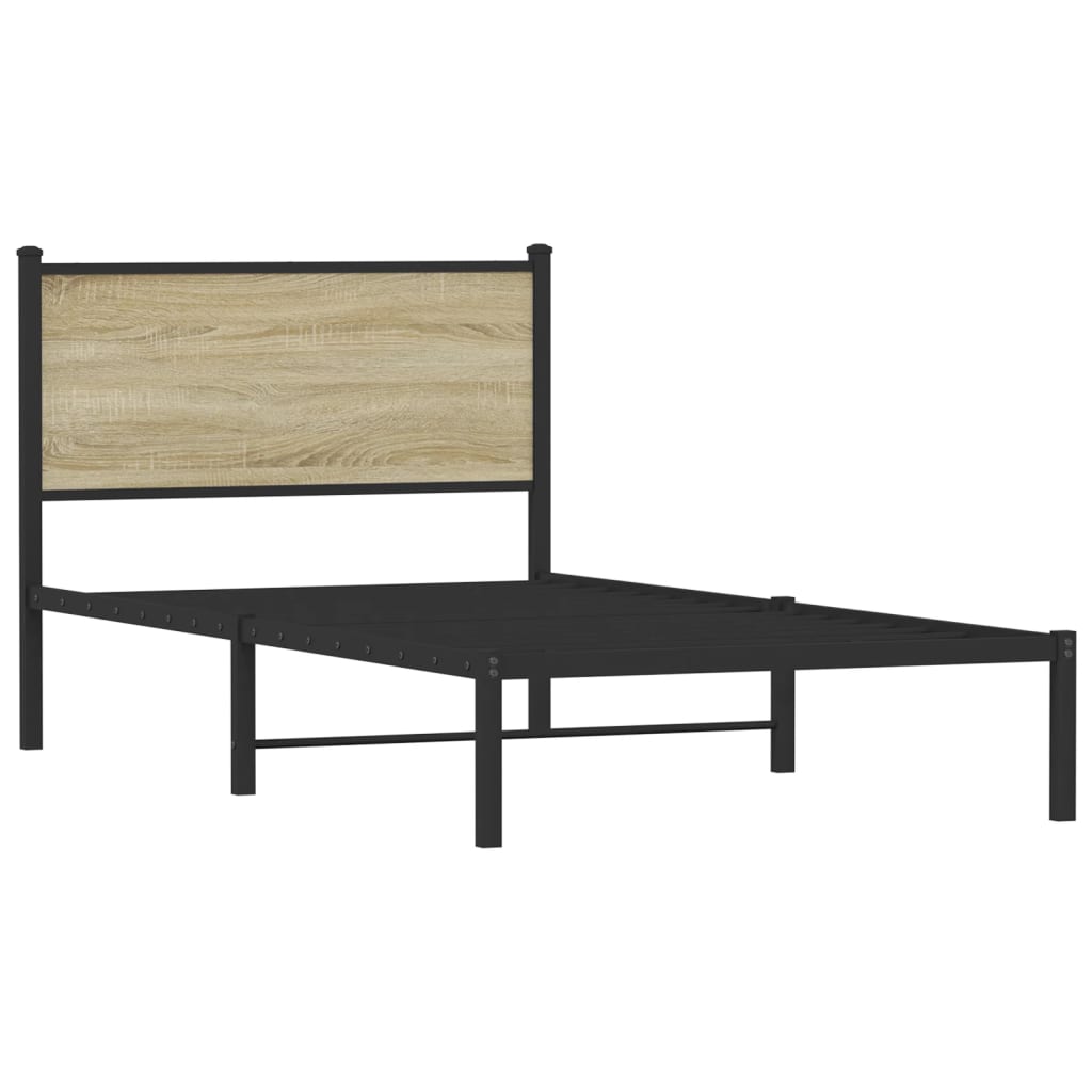 sonoma tölgy színű fém ágykeret matrac nélkül 107 x 203 cm