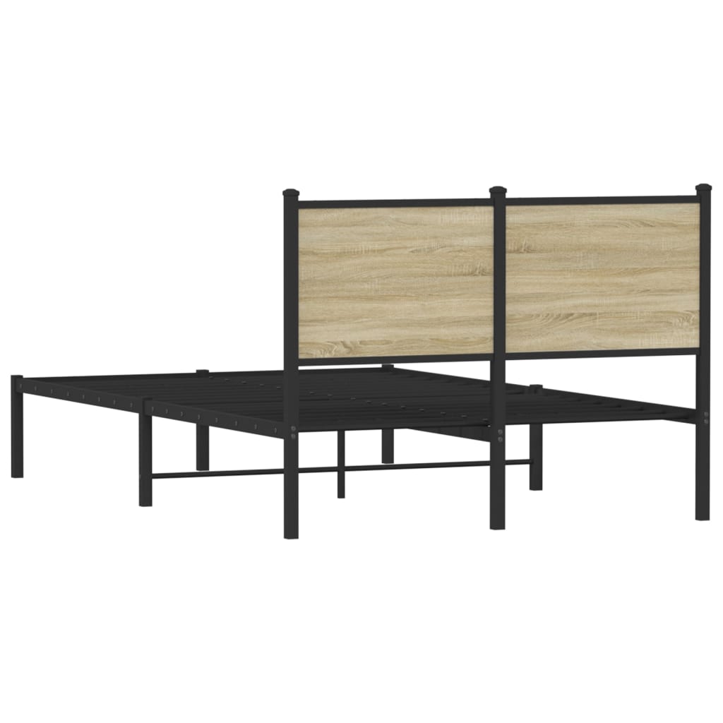 sonoma tölgy színű fém ágykeret matrac nélkül 120 x 200 cm