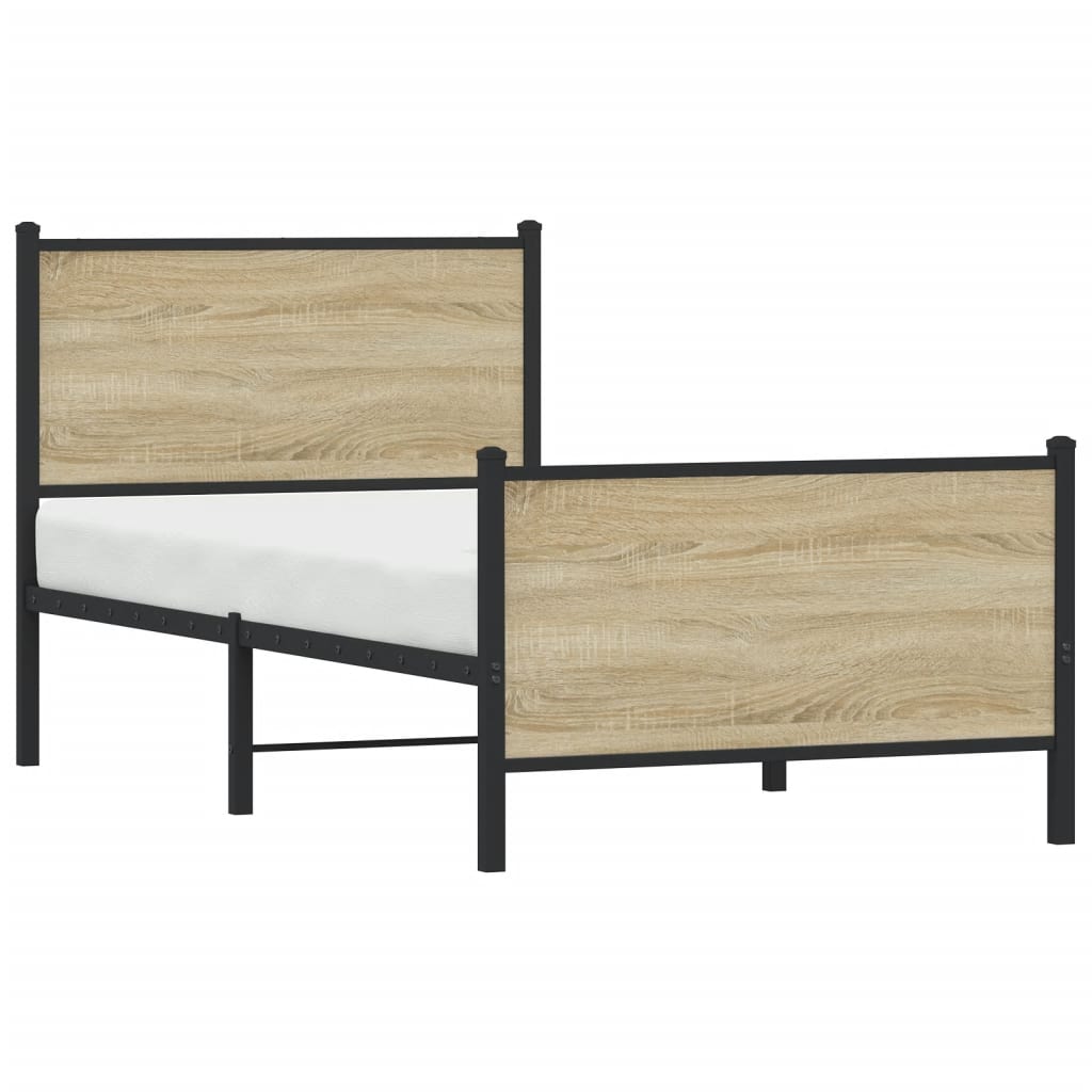 sonoma tölgy színű fém ágykeret matrac nélkül 75 x 190 cm