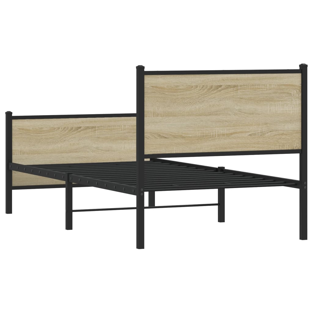 sonoma tölgy színű fém ágykeret matrac nélkül 75 x 190 cm