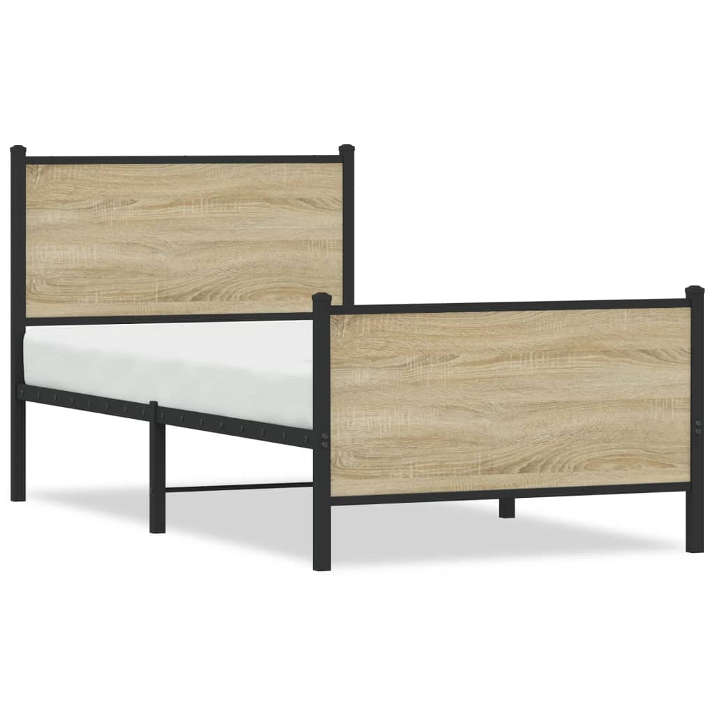 sonoma tölgy színű fém ágykeret matrac nélkül 80 x 200 cm