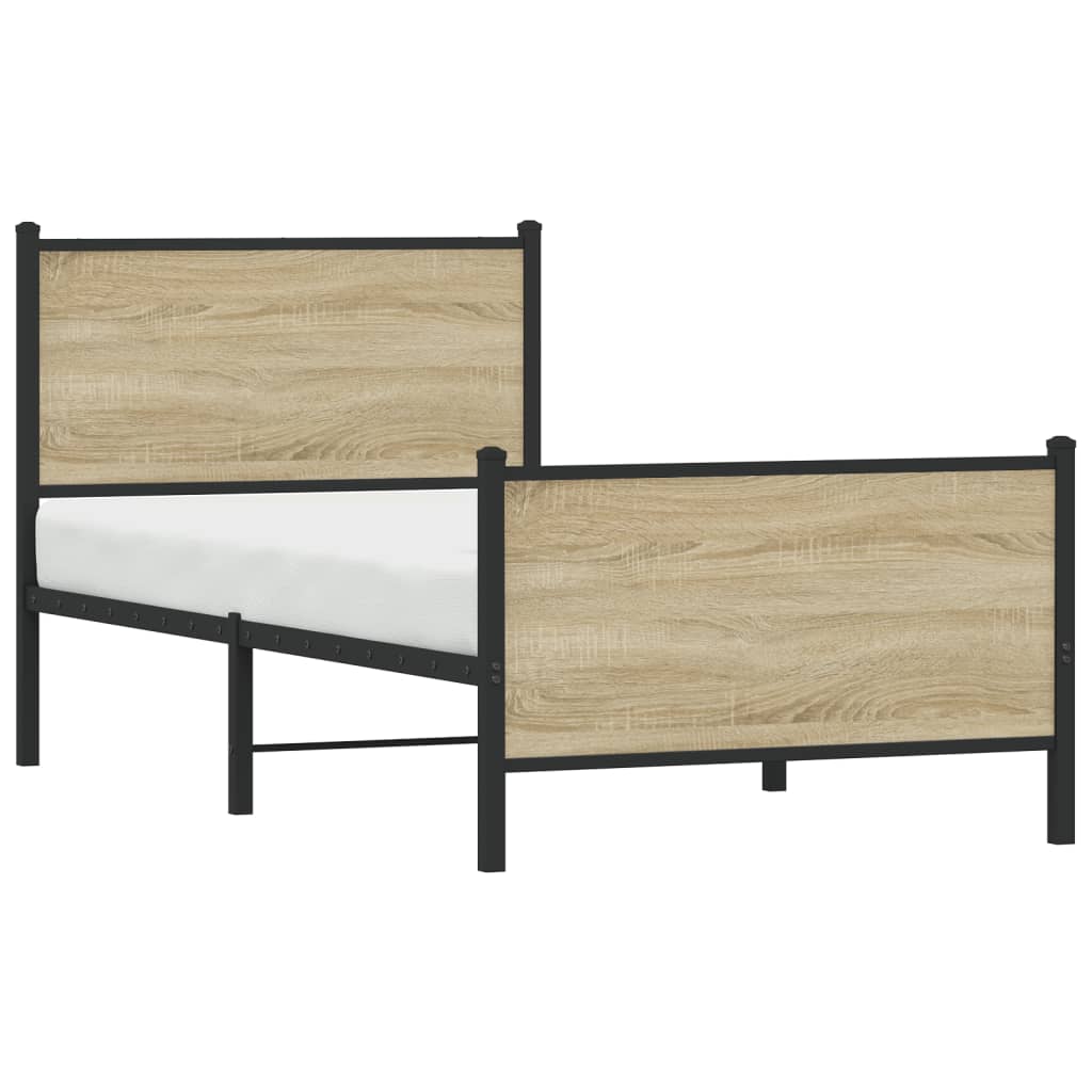 sonoma tölgy színű fém ágykeret matrac nélkül 80 x 200 cm