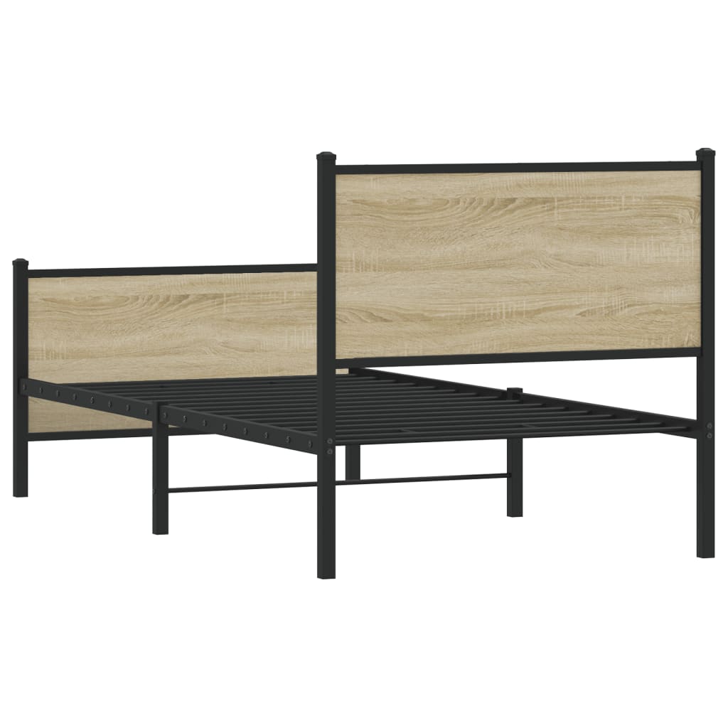 sonoma tölgy színű fém ágykeret matrac nélkül 80 x 200 cm