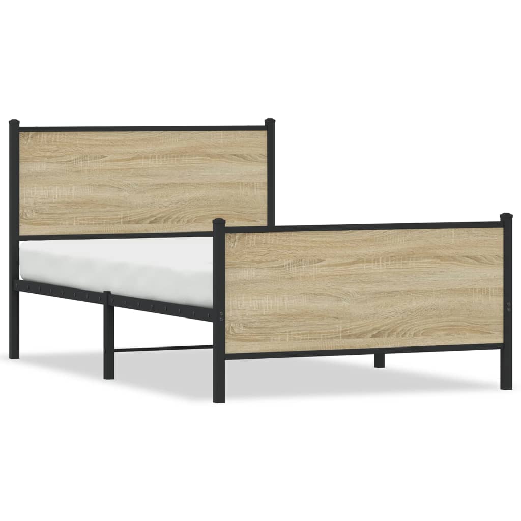 sonoma tölgy színű fém ágykeret matrac nélkül 100 x 200 cm