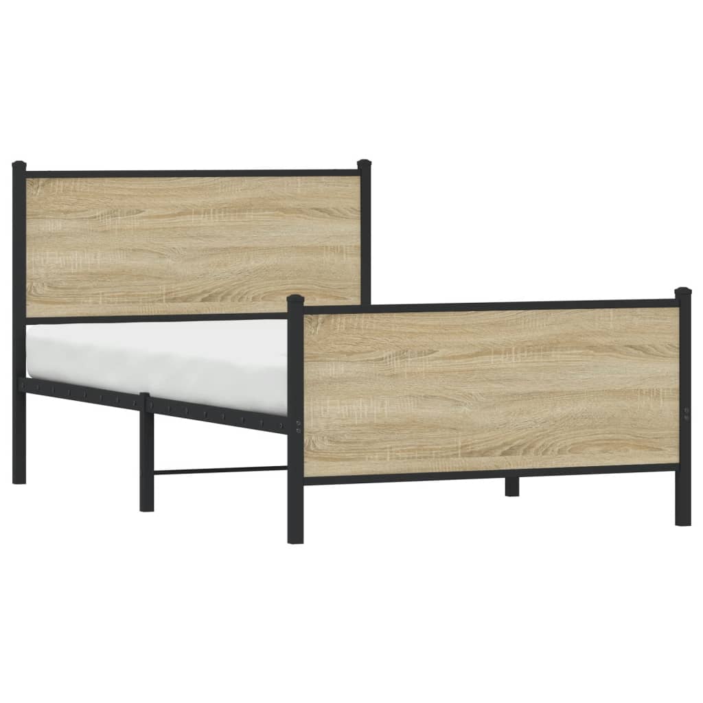sonoma tölgy színű fém ágykeret matrac nélkül 100 x 200 cm