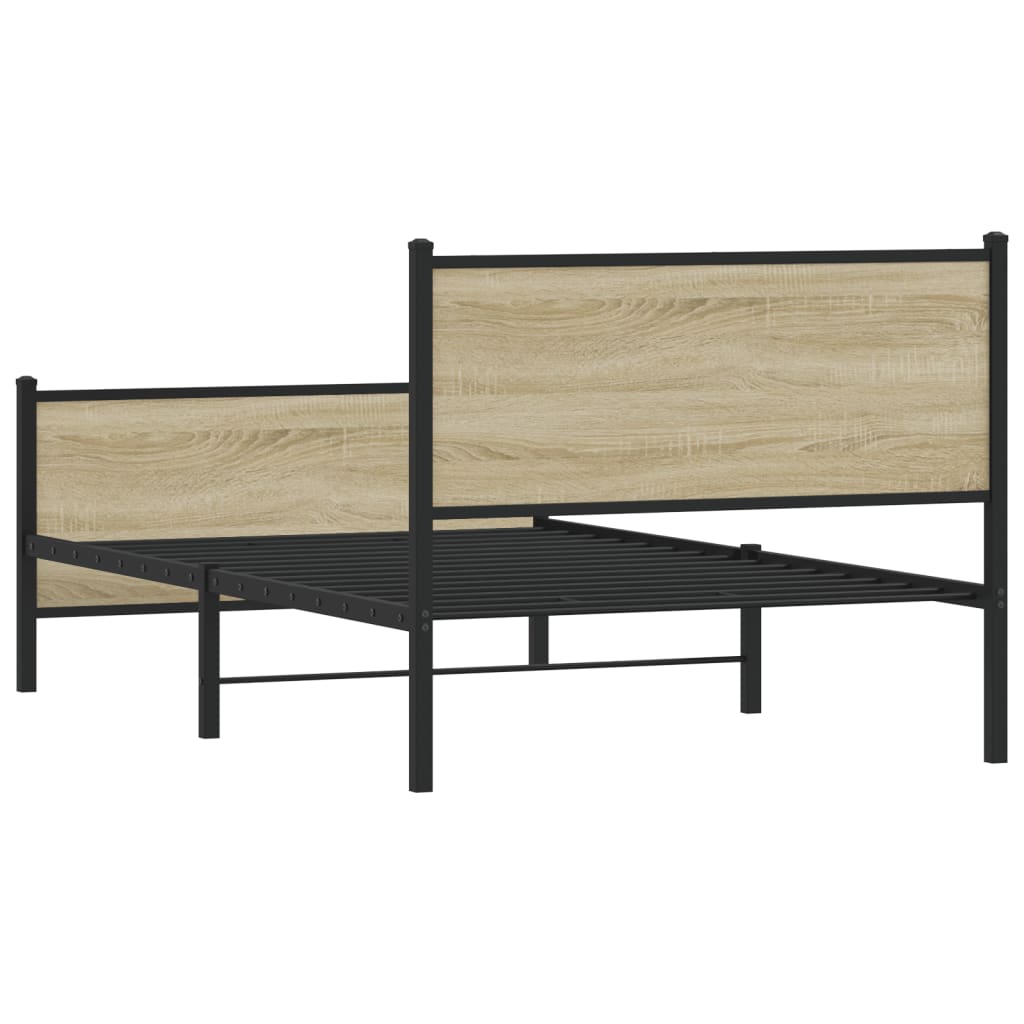 sonoma tölgy színű fém ágykeret matrac nélkül 100 x 200 cm