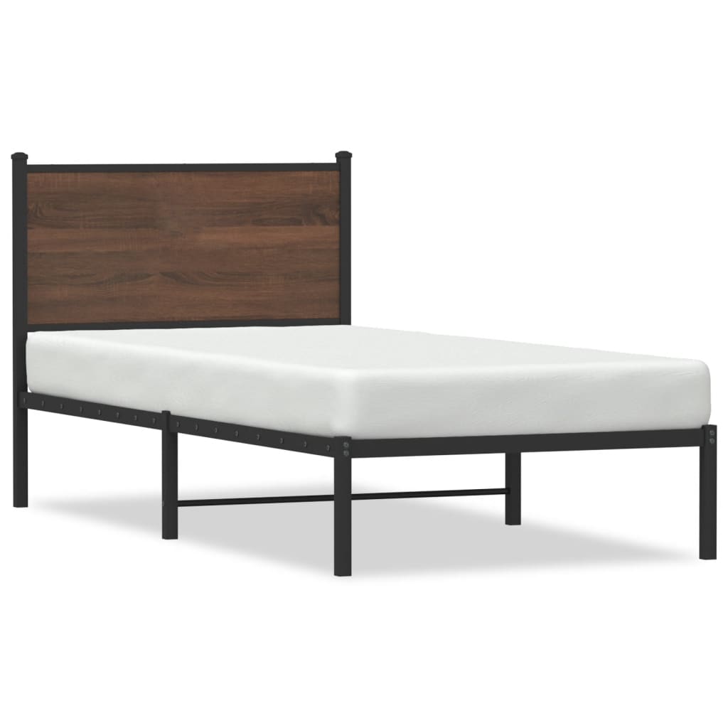 barna tölgy színű fém ágykeret matrac nélkül 75 x 190 cm
