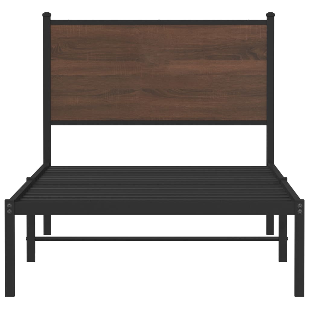 barna tölgy színű fém ágykeret matrac nélkül 75 x 190 cm