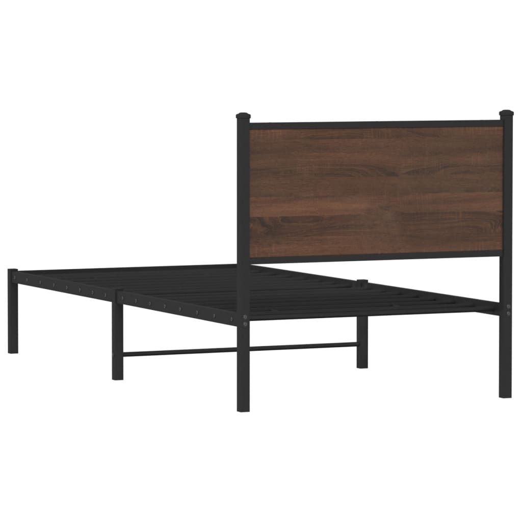 barna tölgy színű fém ágykeret matrac nélkül 75 x 190 cm