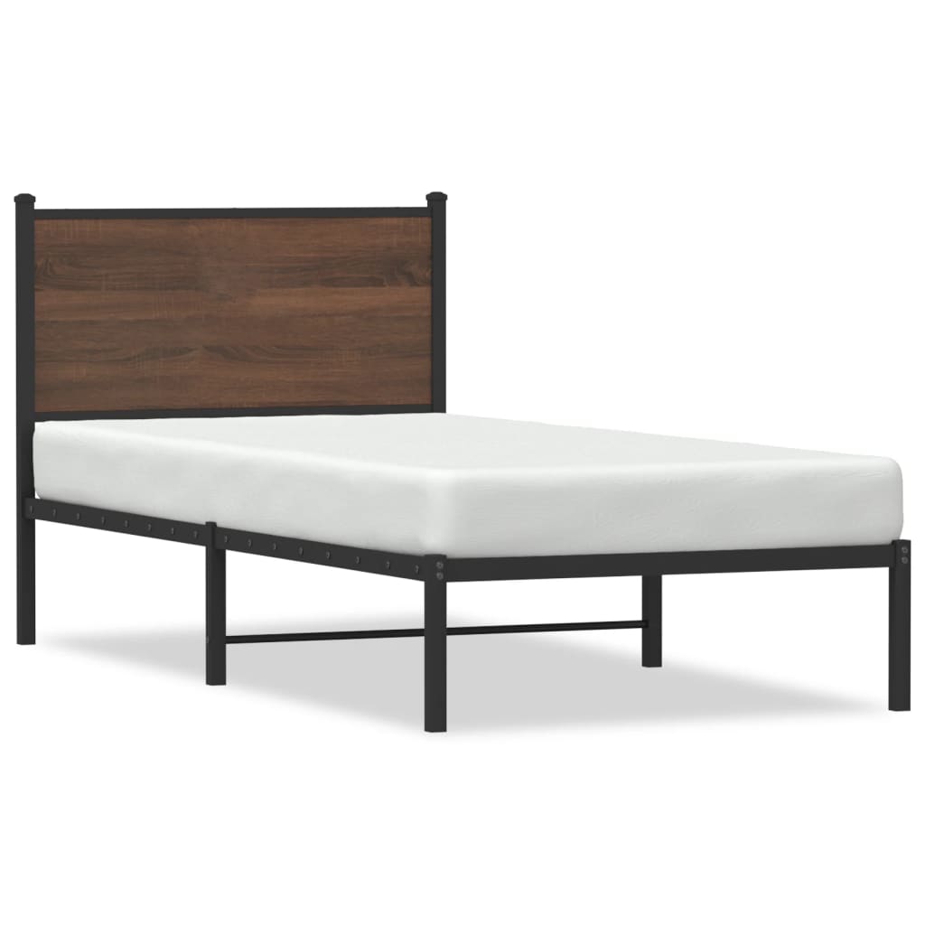 barna tölgy színű fém ágykeret matrac nélkül 80 x 200 cm
