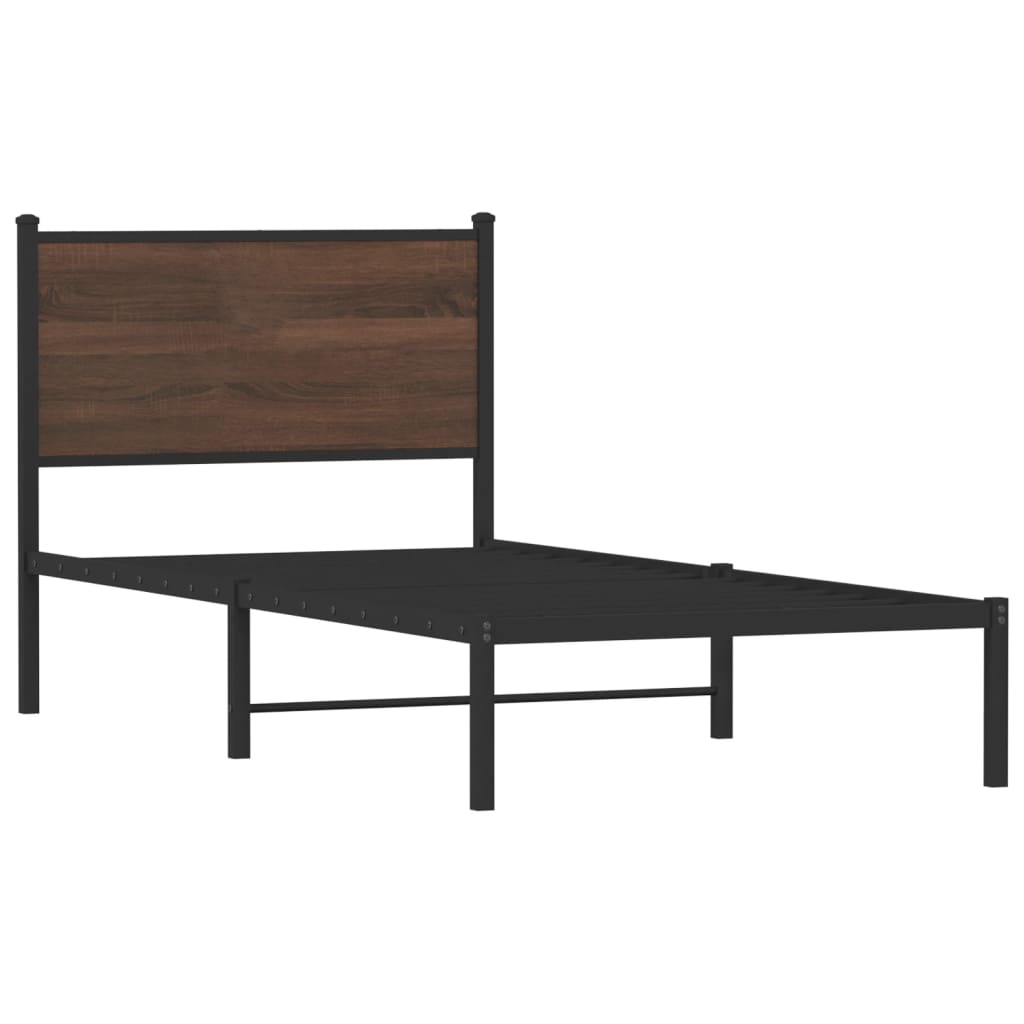 barna tölgy színű fém ágykeret matrac nélkül 80 x 200 cm