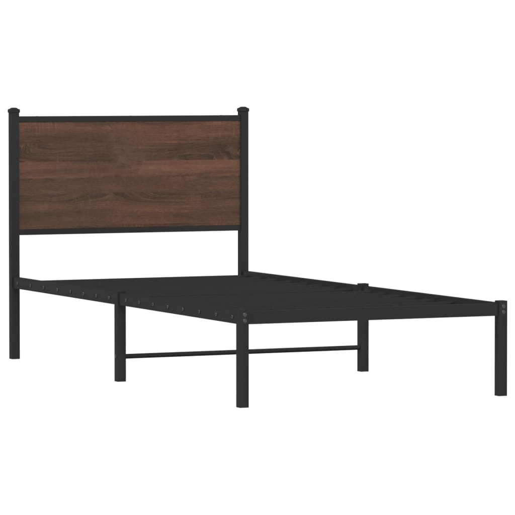 barna tölgy színű fém ágykeret matrac nélkül 90 x 190 cm