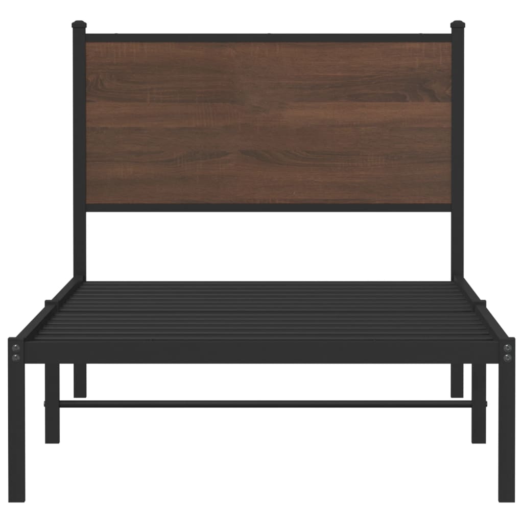 barna tölgy színű fém ágykeret matrac nélkül 90 x 190 cm