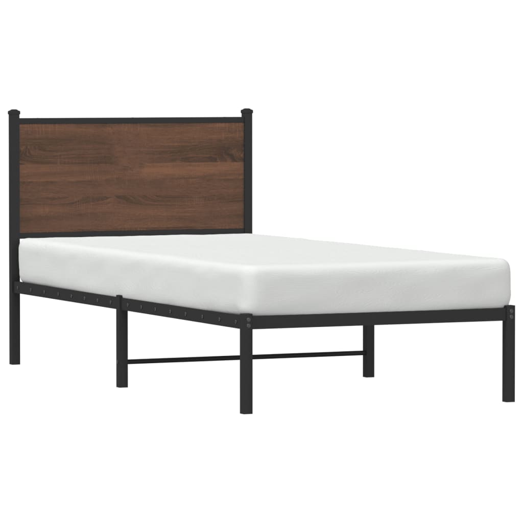 barna tölgy színű fém ágykeret matrac nélkül 90 x 200 cm
