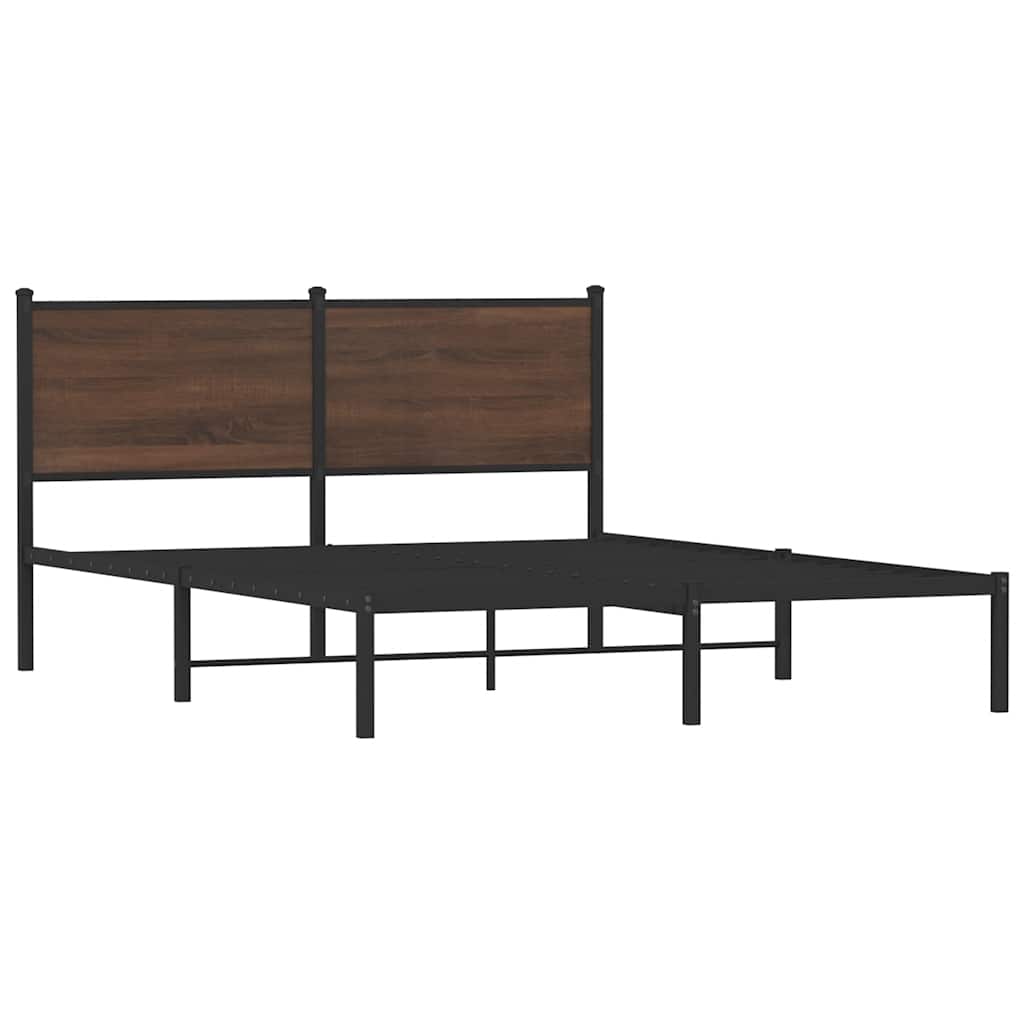 barna tölgy színű fém ágykeret matrac nélkül 137 x 190 cm