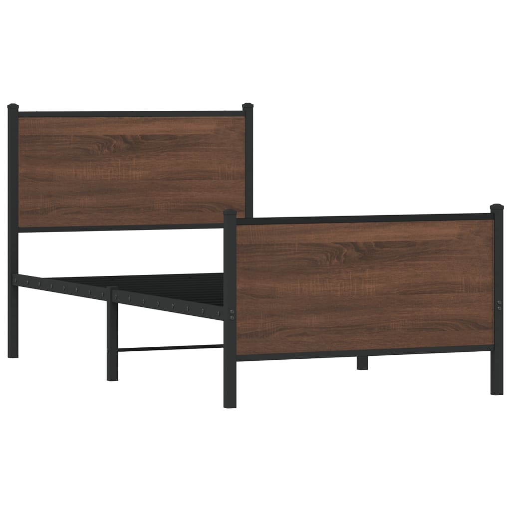 barna tölgy színű fém ágykeret matrac nélkül 75 x 190 cm