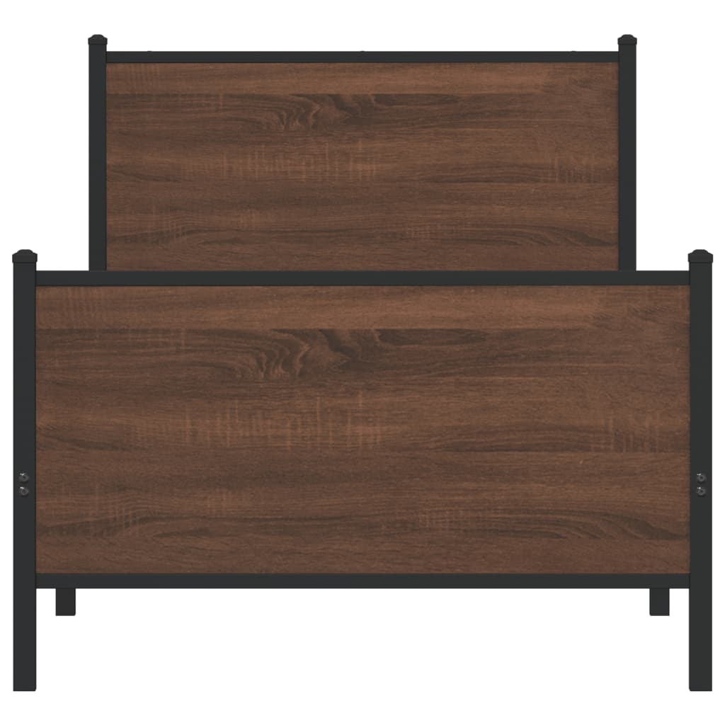 barna tölgy színű fém ágykeret matrac nélkül 75 x 190 cm