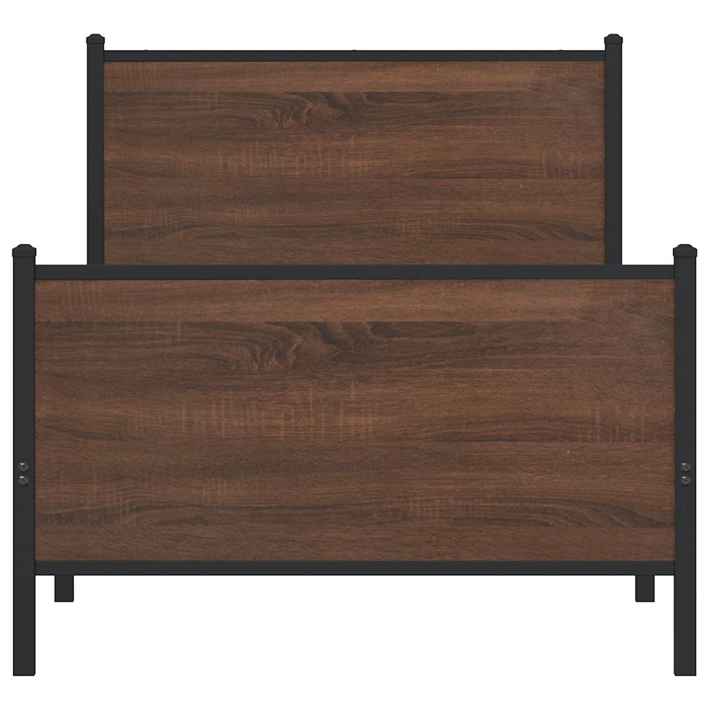 barna tölgy színű fém ágykeret matrac nélkül 80 x 200 cm