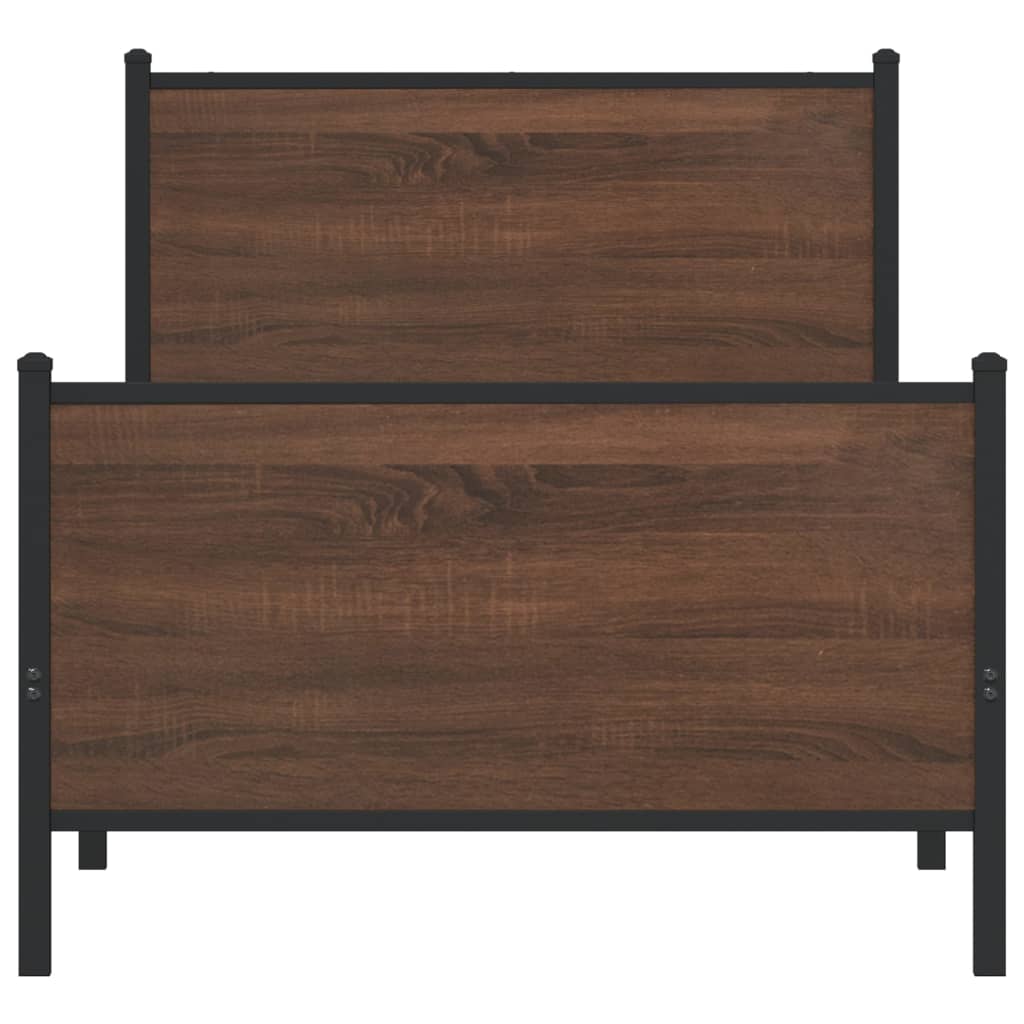 barna tölgy színű fém ágykeret matrac nélkül 90 x 190 cm