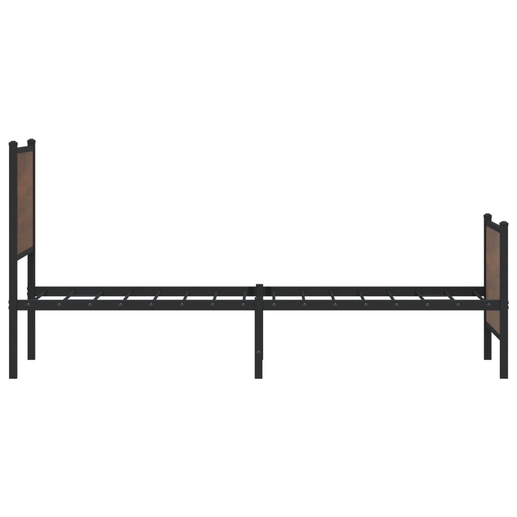 barna tölgy színű fém ágykeret matrac nélkül 90 x 200 cm