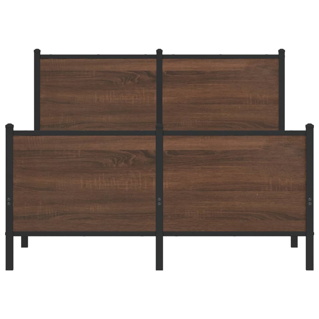 barna tölgy színű fém ágykeret matrac nélkül 120 x 190 cm