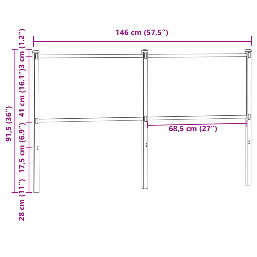 barna tölgy színű szerelt fa és acél csere fejtámla 140 cm