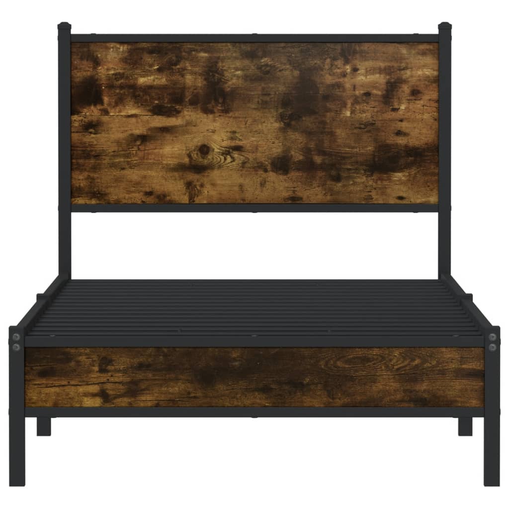 füstös tölgy színű fém ágykeret matrac nélkül 75 x 190 cm