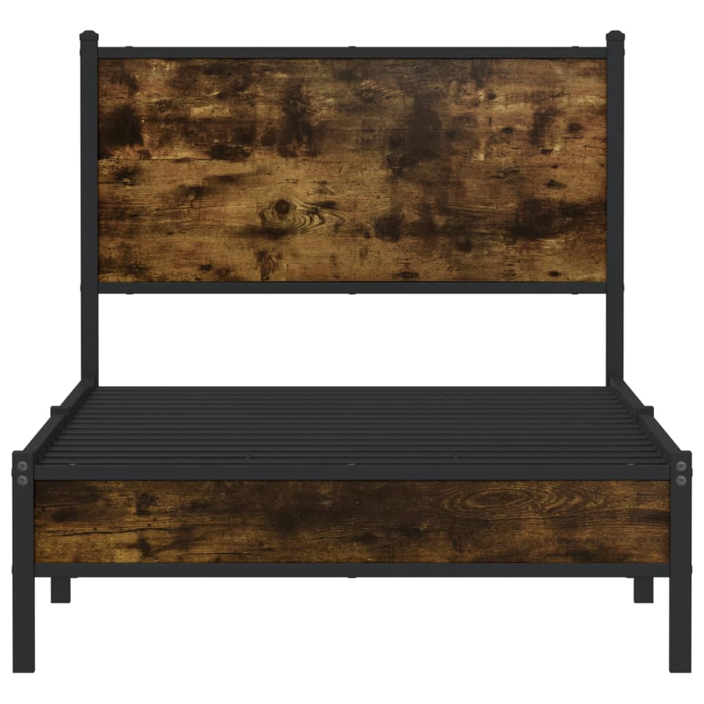 füstös tölgy színű fém ágykeret matrac nélkül 80 x 200 cm