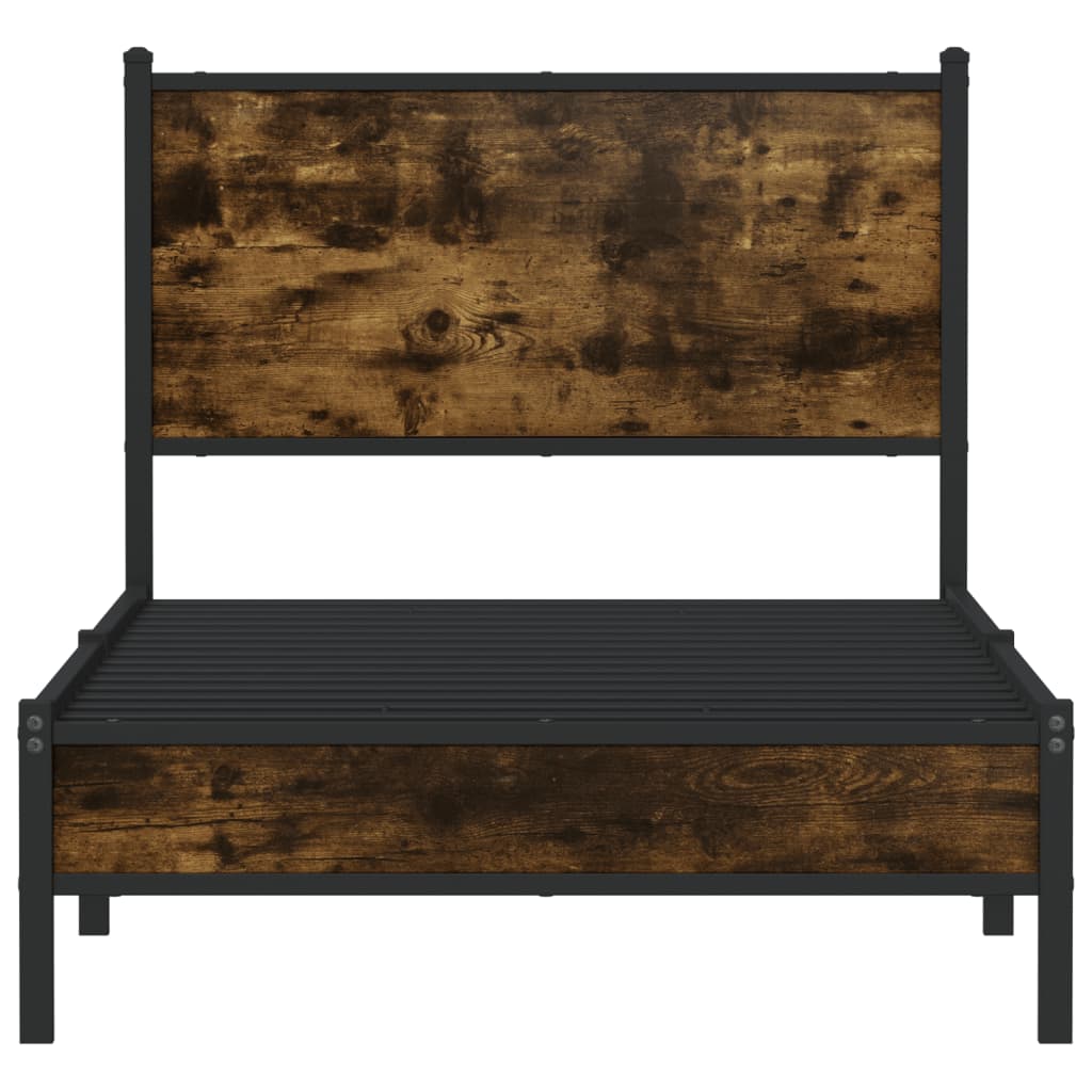 füstös tölgy színű fém ágykeret matrac nélkül 90 x 200 cm