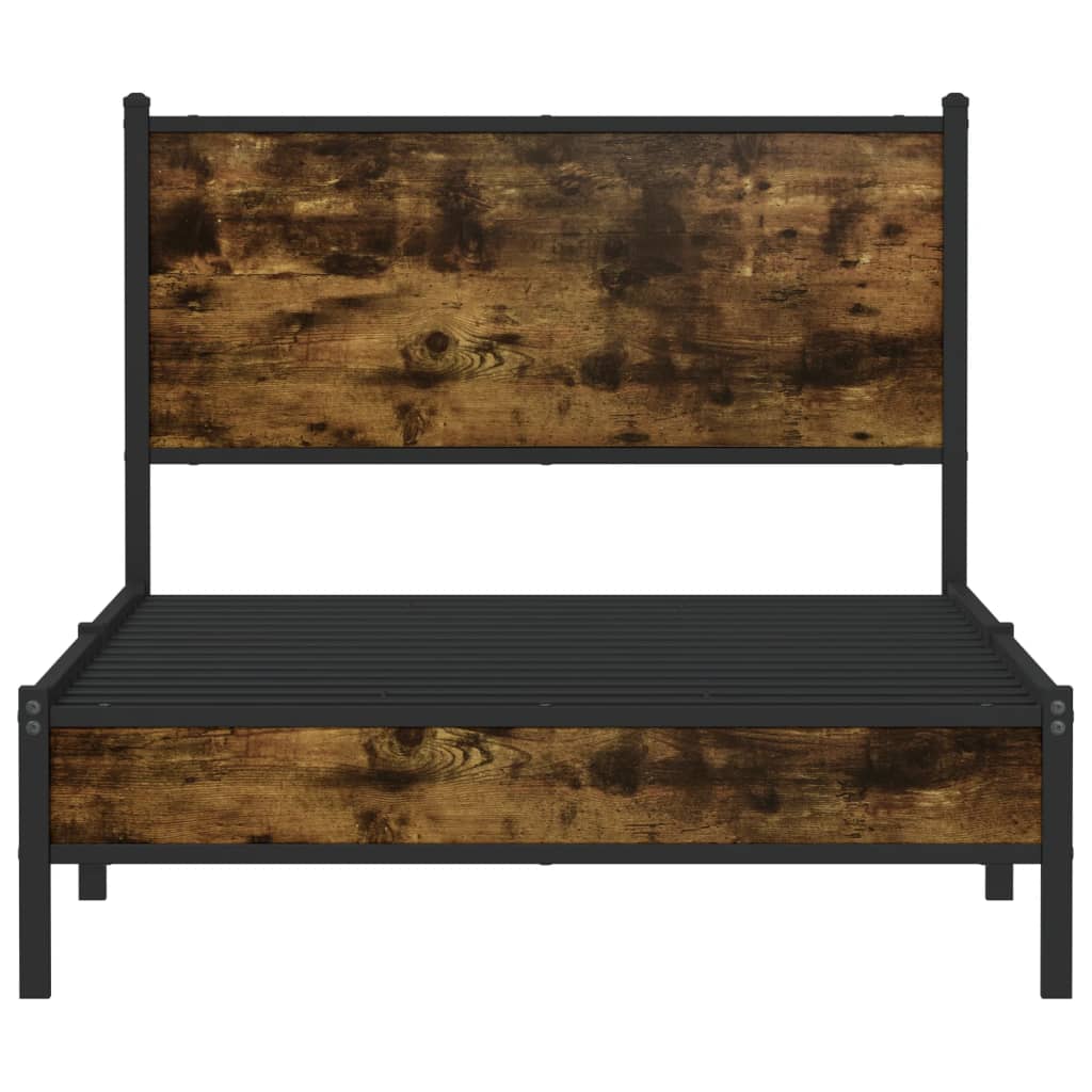 füstös tölgy színű fém ágykeret matrac nélkül 100 x 190 cm