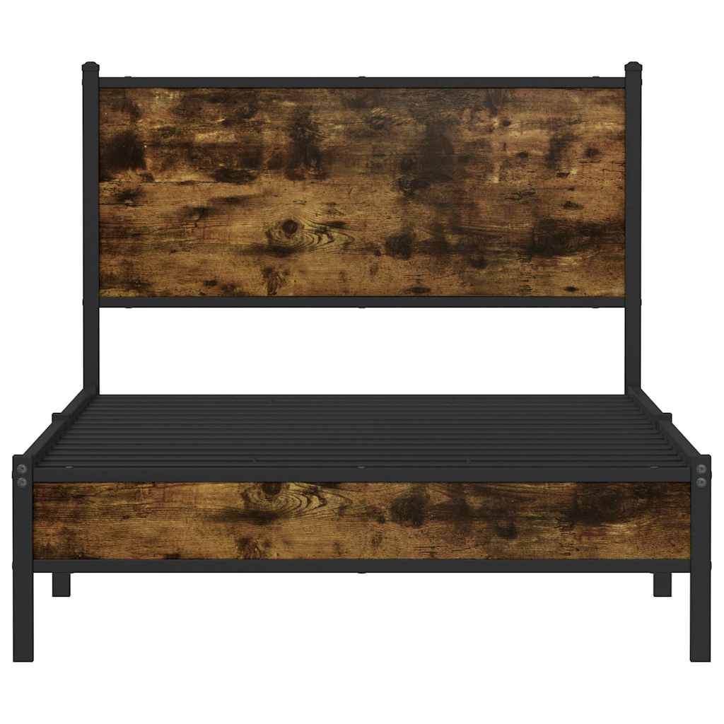 füstös tölgy színű fém ágykeret matrac nélkül 100 x 200 cm