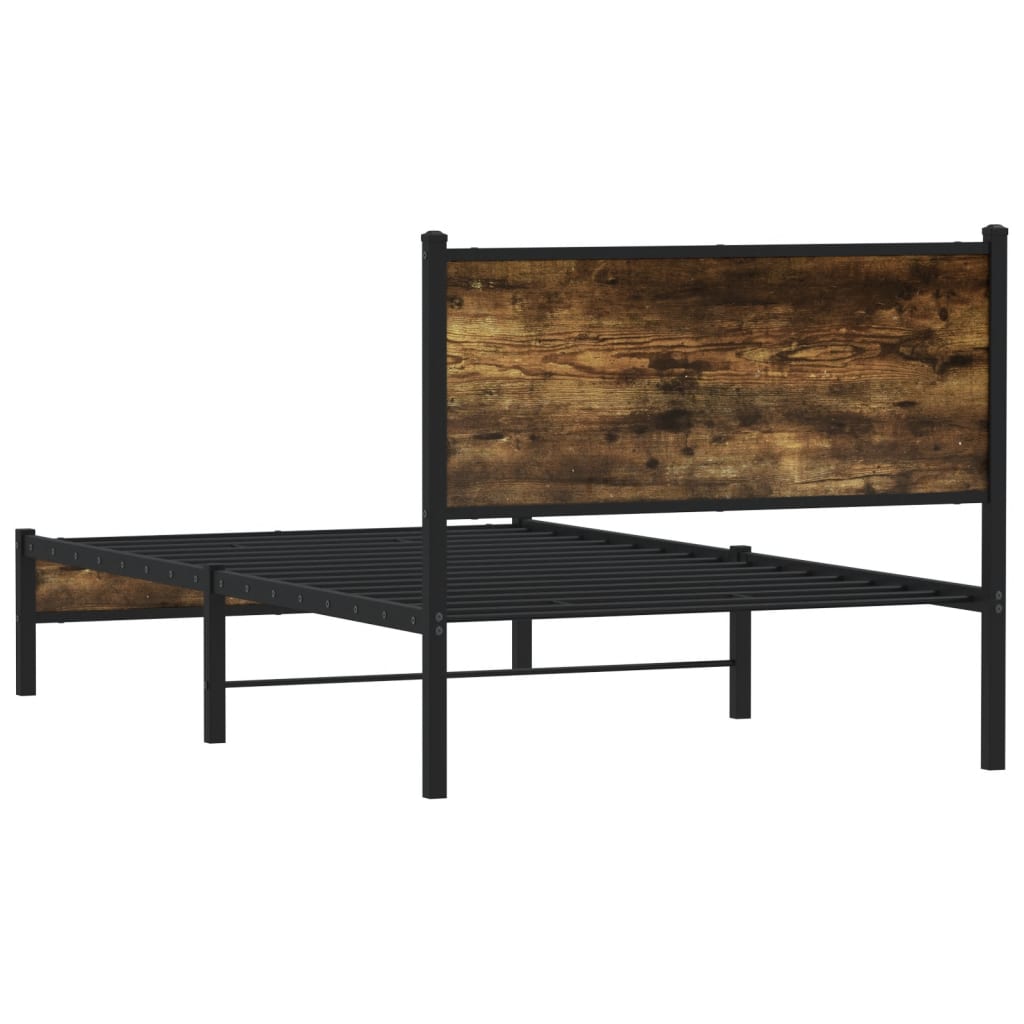 füstös tölgy színű fém ágykeret matrac nélkül 107 x 203 cm