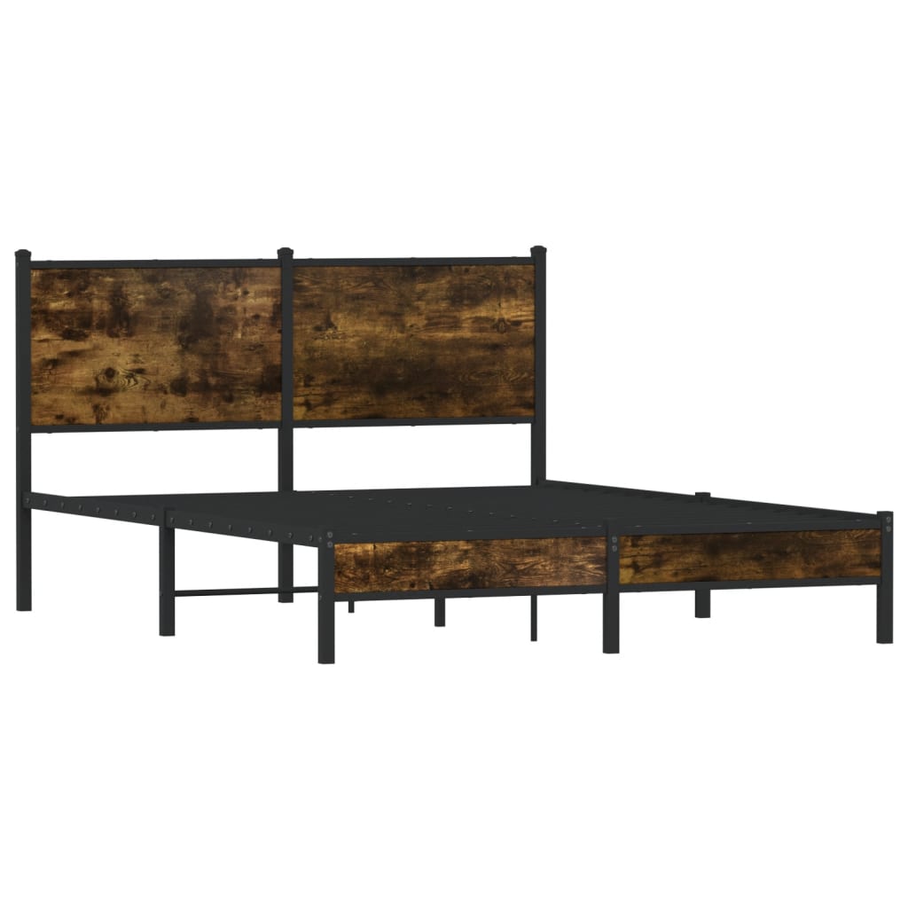 füstös tölgy színű fém ágykeret matrac nélkül 150 x 200 cm