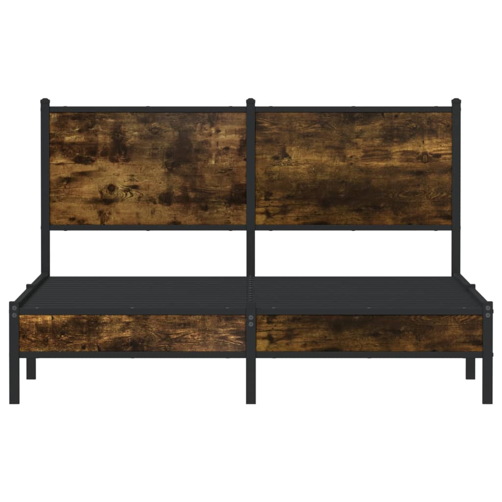 füstös tölgy színű fém ágykeret matrac nélkül 150 x 200 cm