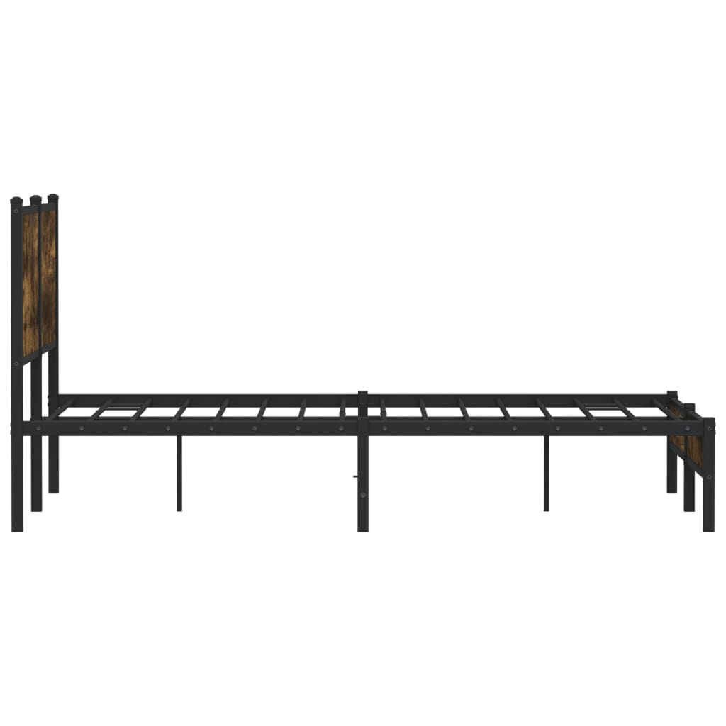 füstös tölgy színű fém ágykeret matrac nélkül 150 x 200 cm