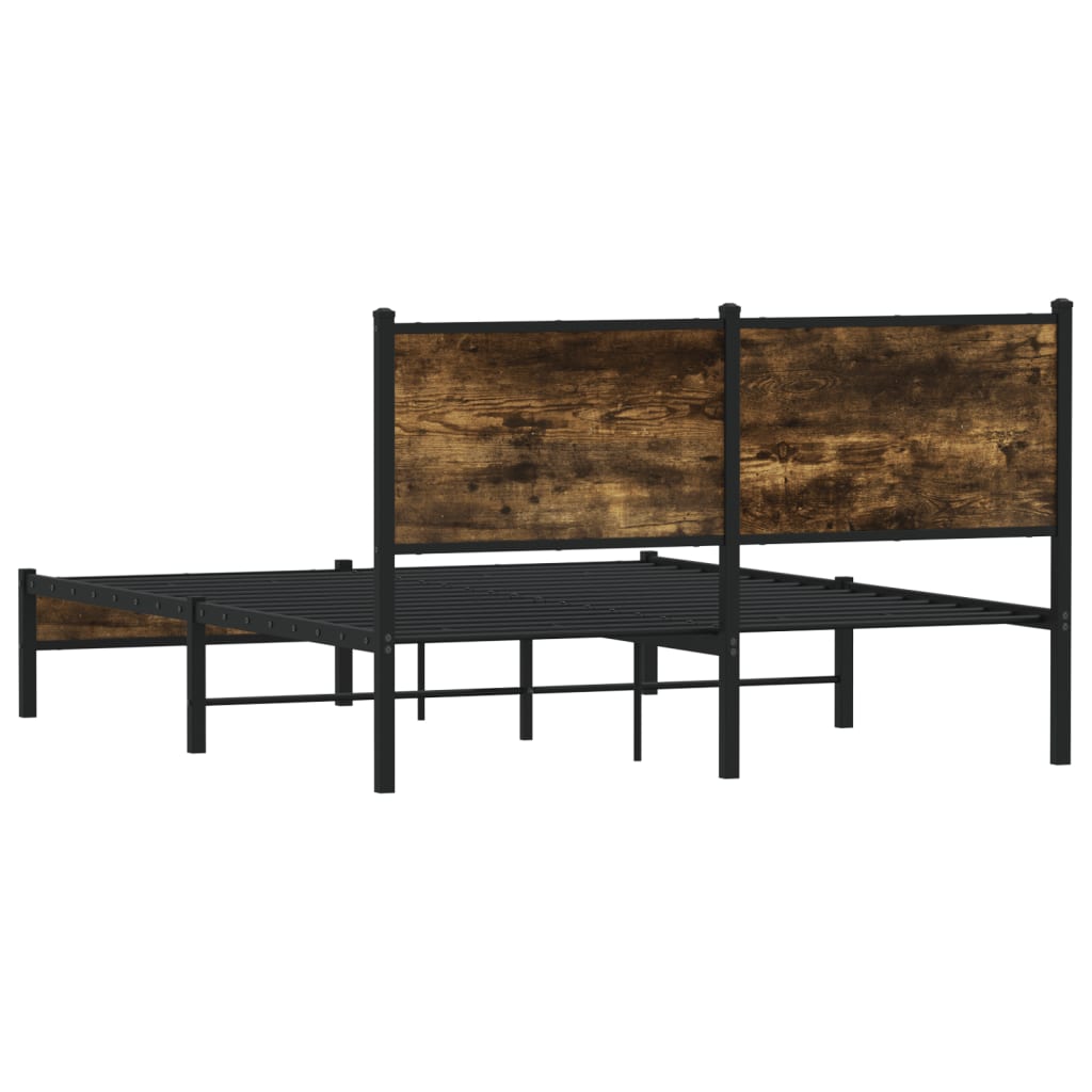 füstös tölgy színű fém ágykeret matrac nélkül 150 x 200 cm