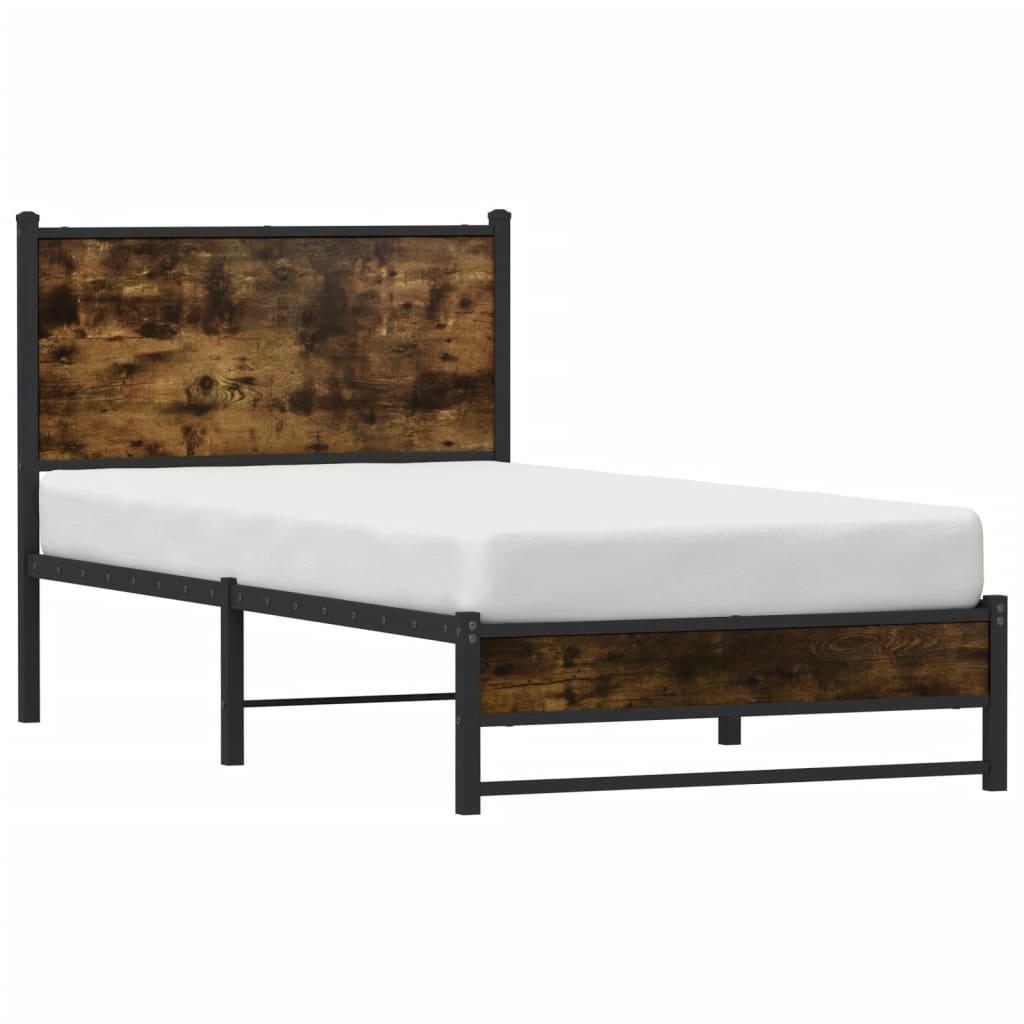 füstös tölgy színű fém ágykeret matrac nélkül 75 x 190 cm