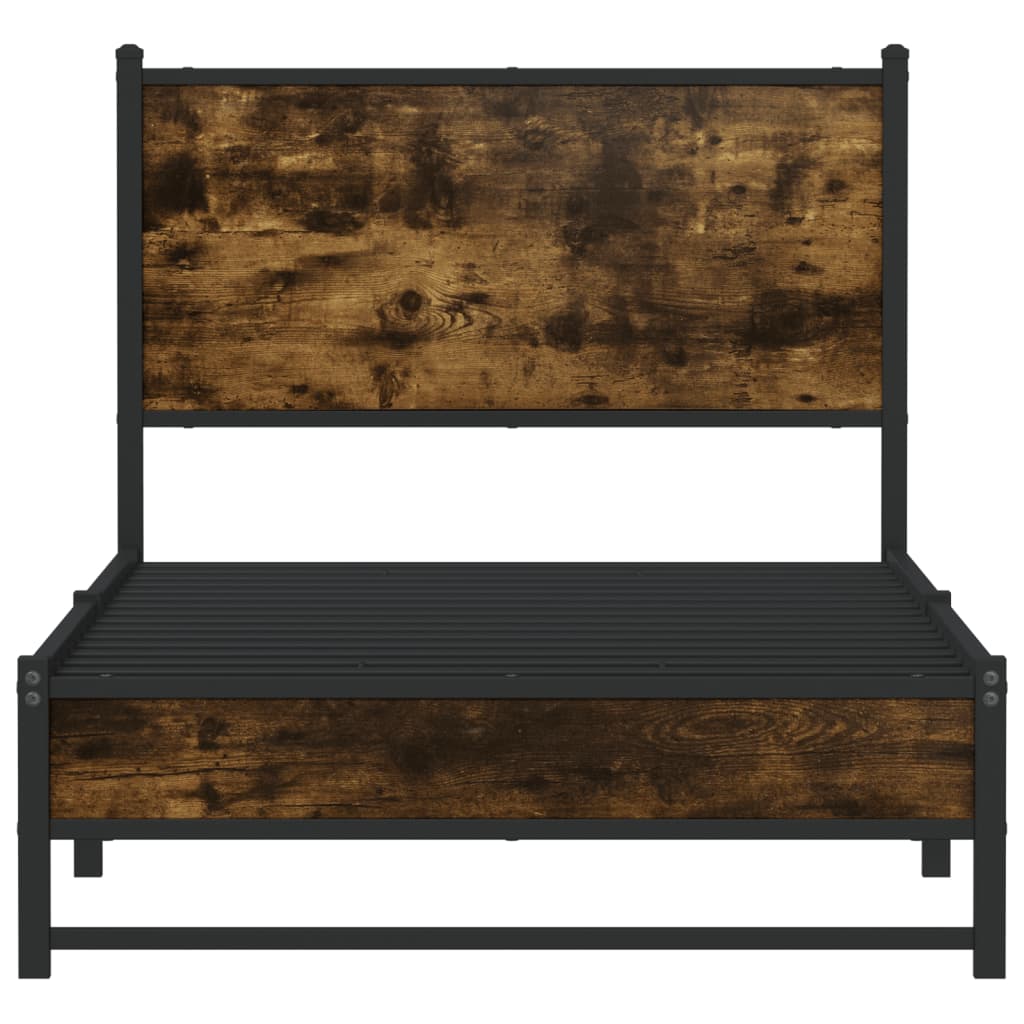 füstös tölgy színű fém ágykeret matrac nélkül 80 x 200 cm