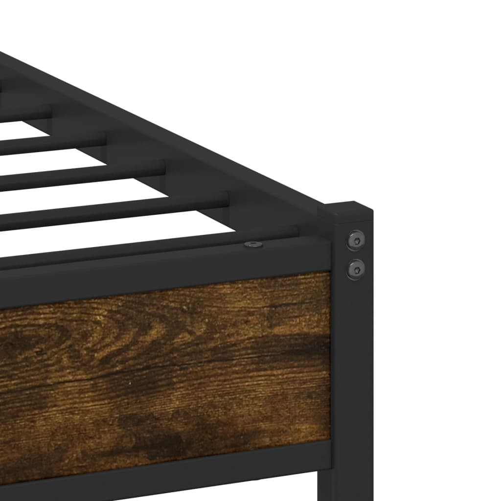 füstös tölgy színű fém ágykeret matrac nélkül 100 x 200 cm