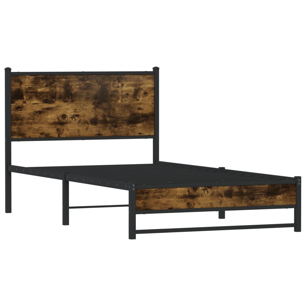 füstös tölgy színű fém ágykeret matrac nélkül 107 x 203 cm