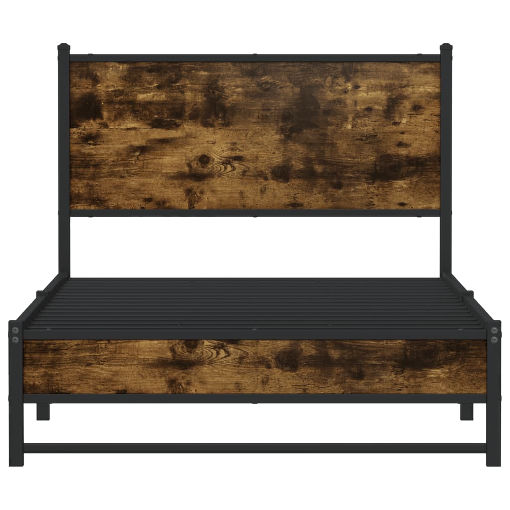 füstös tölgy színű fém ágykeret matrac nélkül 107 x 203 cm
