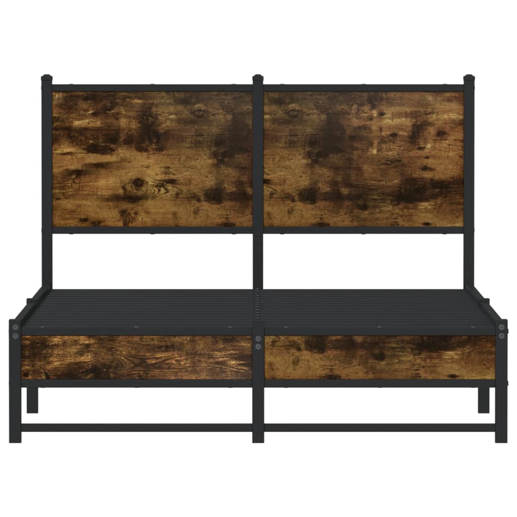 füstös tölgy színű fém ágykeret matrac nélkül 120 x 200 cm