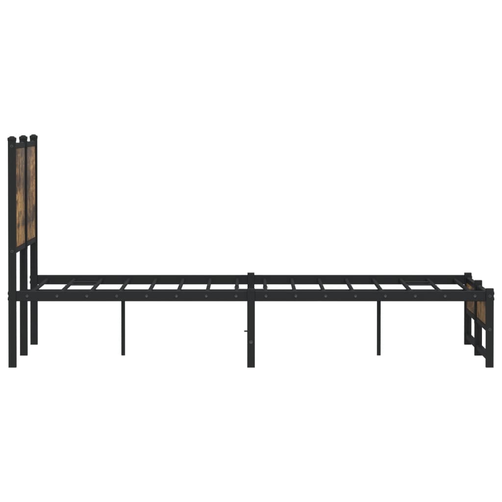 füstös tölgy színű fém ágykeret matrac nélkül 120 x 200 cm