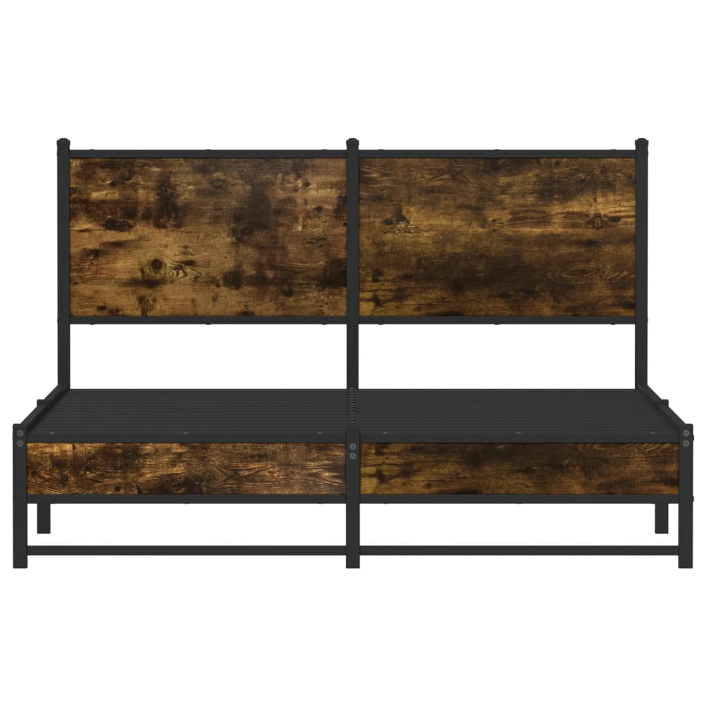 füstös tölgy színű fém ágykeret matrac nélkül 140 x 190 cm